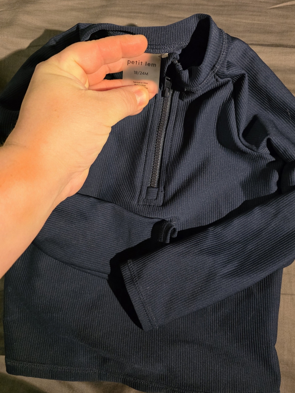 Petit Lem Navy Ribbed Half-Zip Sweater Maillot Bain 18-24mois